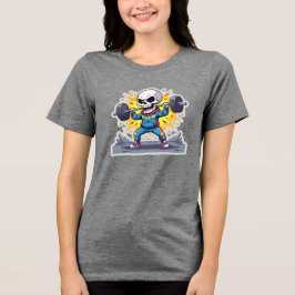 “Cute Cartoon Skeleton Weightlifter • Funny Gym Ba T Shirt