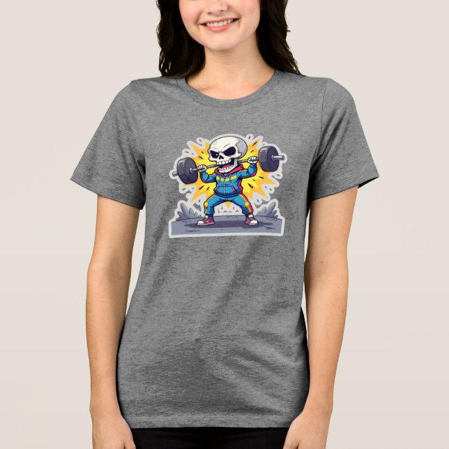 “Cute Cartoon Skeleton Weightlifter • Funny Gym Ba T Shirt (Framsida)