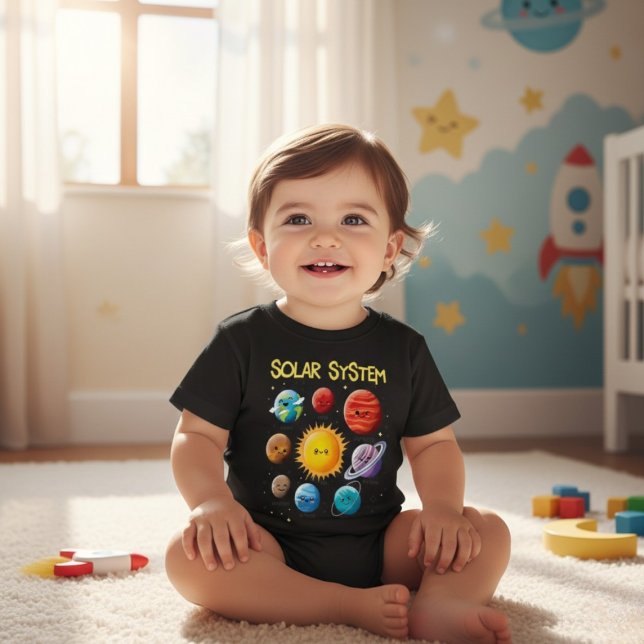 Cute Cartoon Solar System Planets Toddler T-Shirt (Skapare uppladdad)
