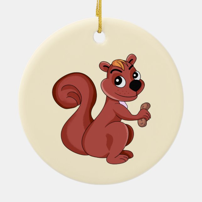 Cute cartoon squirrel with a peanut  julgransprydnad keramik (Baksidan)