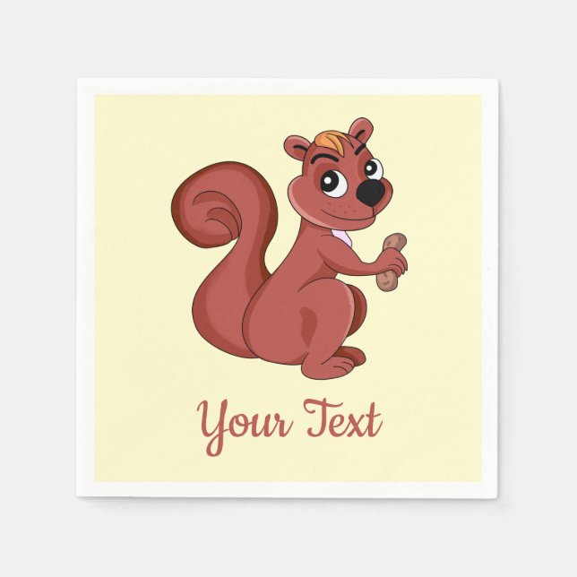 Cute cartoon squirrel with a peanut  napkins pappersservett (Framsidan)