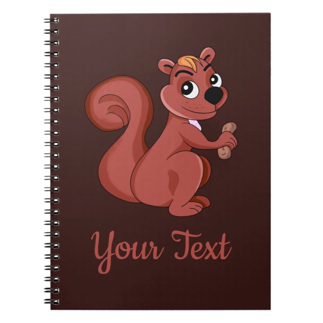 Cute cartoon squirrel with a peanut Photo Notebook Anteckningsbok (Framsidan)