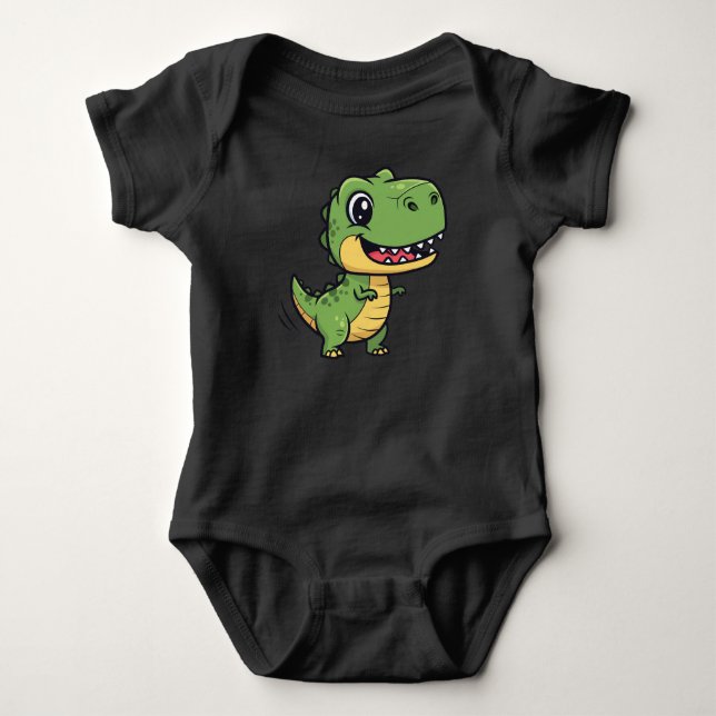 Cute Cartoon T-Rex Dinosaur Baby Bodysuit T Shirt (Framsida)