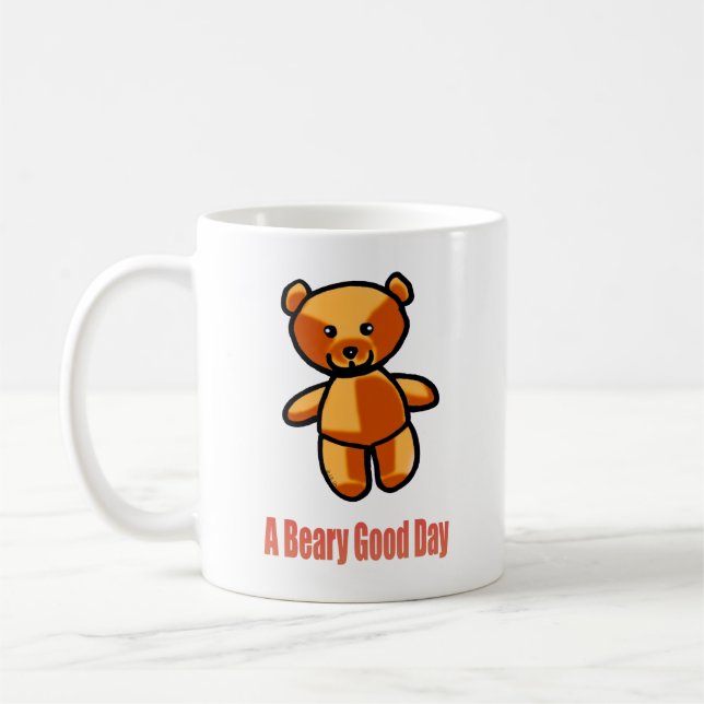Cute Cartoon Teddy Bear Pun Illustration Kaffemugg (Vänster)