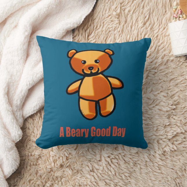Cute Cartoon Teddy Bear Pun Illustration Kudde (Filt)