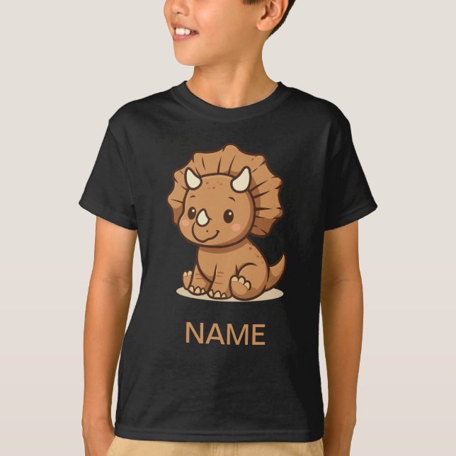 Cute Cartoon Triceratops Kids' T-Shirt  (Framsida)
