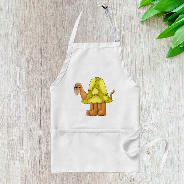 Cute Cartoon Turtle with Puffy Green Shell Förkläde (Skapare uppladdad)