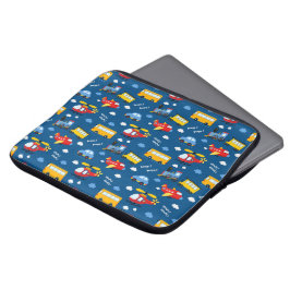 Cute Cartoon Vehicles Pattern  Laptop Fodral