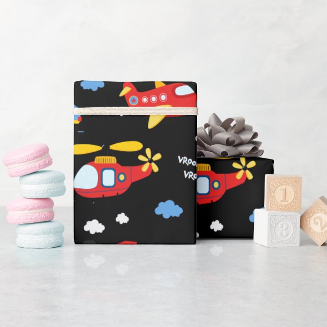 Cute Cartoon Vehicles Pattern  Presentpapper (Baby Shower)