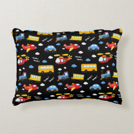 Cute Cartoon Vehicles Pattern  Prydnadskudde