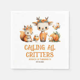 Cute Cartoon Woodland Animals Fall Kids' Birthday  Pappersservett