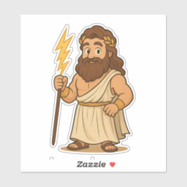 Cute Cartoon Zeus – Greek Mythology God of Thunder Klistermärken
