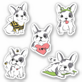 Cute Cartoonish Fransk Bulldog Klistermärken