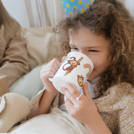 Cute Cartoonish Monkey Boho färg Kaffemugg