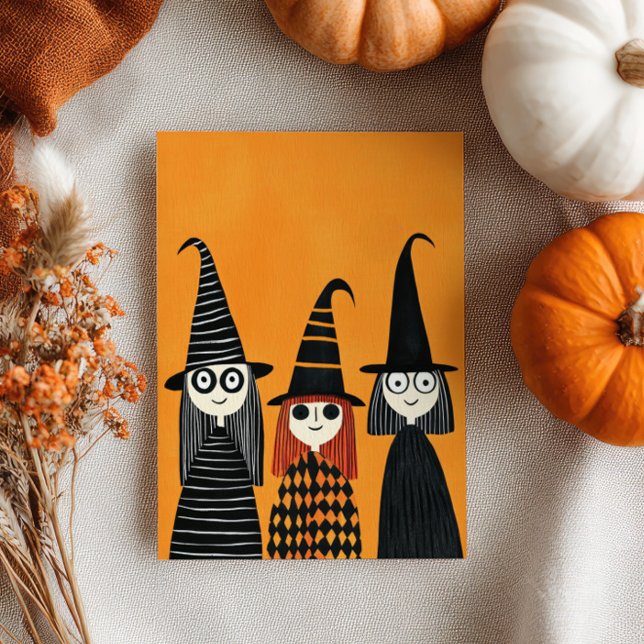 Cute Cartoony Witches med Namn Happy halloween Kort (Skapare uppladdad)