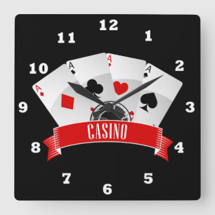 Cute Casino-spelkort, avkodningsklocka Fyrkantig Klocka