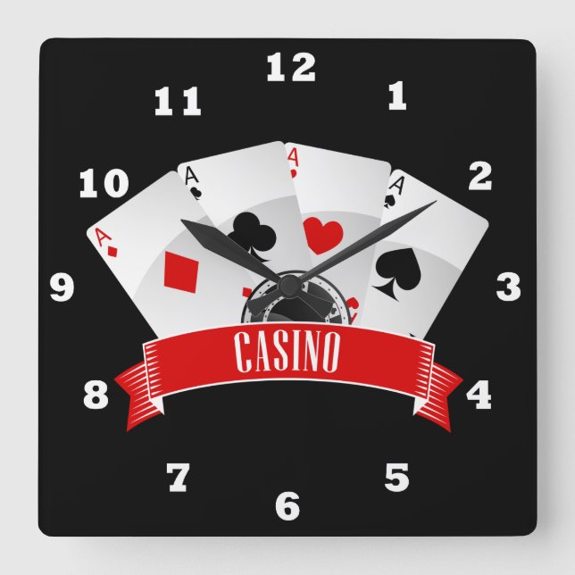 Cute Casino-spelkort, avkodningsklocka Fyrkantig Klocka (Framsida)