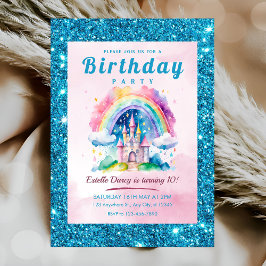 Cute Castle Girls Birthday Inbjudningar