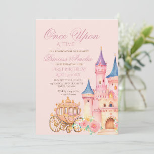 Cute Castle Princess 1st Girl Birthday Inbjudningar
