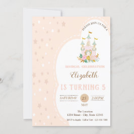 Cute Castle Stars Birthday Inbjudningar