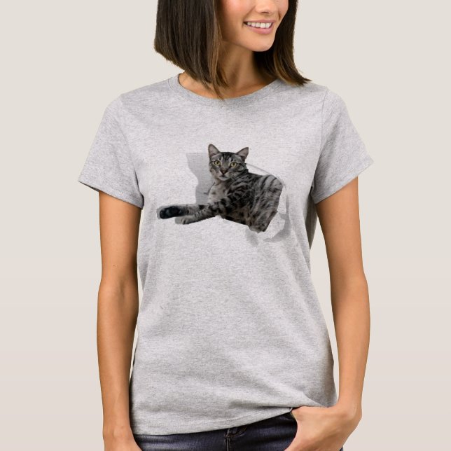 Cute Cat 3D Graphic-illusion populär T Shirt (Framsida)