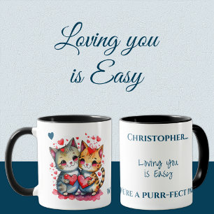 Cute cat älskade dig personlig namn blue mugg