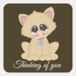 Cute cat älskare tänker på dekalen fyrkantigt klistermärke