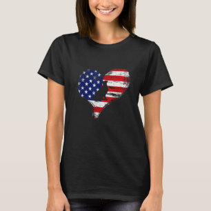 Cute Cat American Flagga Heart Usa Patriotic Pride T Shirt