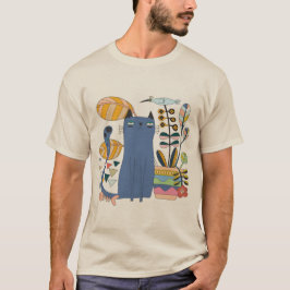 'cute cat and bird' t shirt