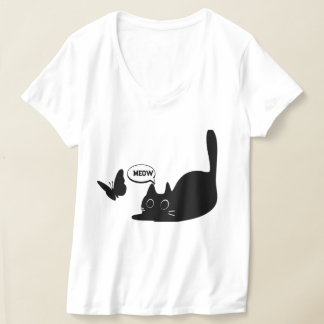 Cute Cat and Butterfly Meow T Shirt