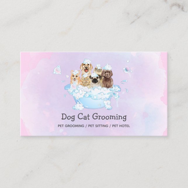 Cute Cat and Dog grooming Pet boutique Visitkort (Framsida)