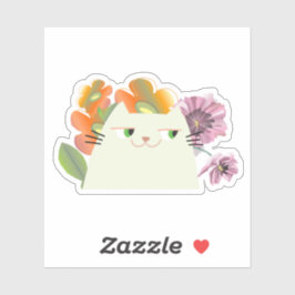 Cute Cat and Flowers Klistermärken