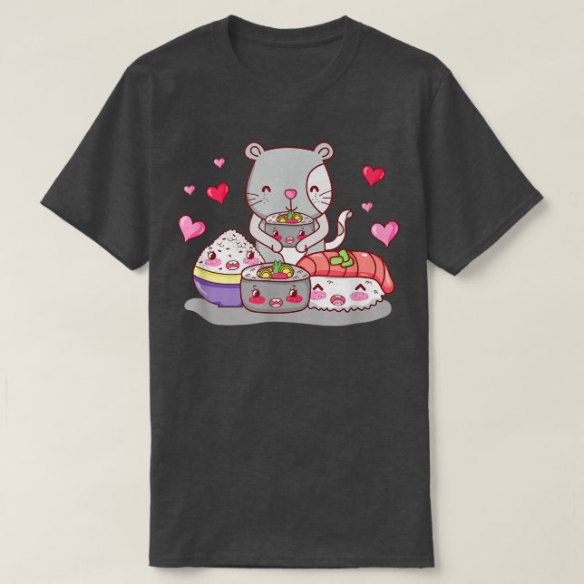Cute Cat and Japan Food Kawaii, Kattunge Sushi Nig T Shirt (Design framsida)