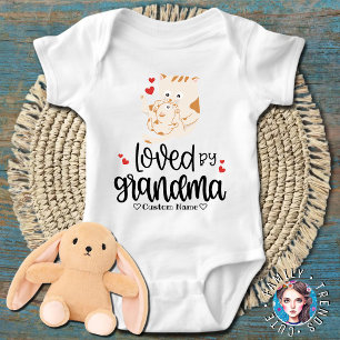 Cute Cat and Kattunge Hearts - Loved by Grandma T Shirt