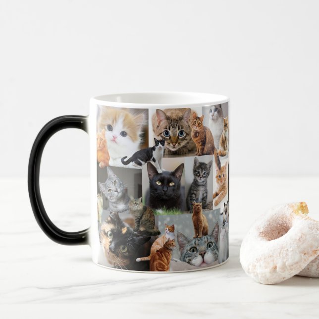 Cute Cat and Kittens Collage Magisk Mugg (Med munk)