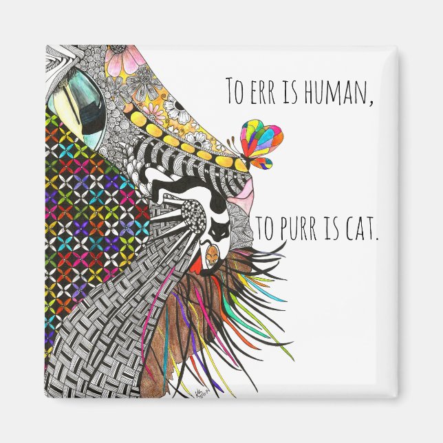 Cute Cat and Mouse Illustration Magnet (Framsidan)