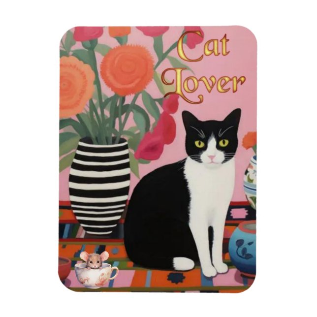 Cute Cat and Mouse Magnet (Vertikal)