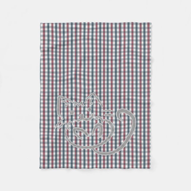 Cute Cat and Plaid Pattern Fleecefilt (Framsidan)