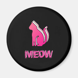 Cute Cat, Animal Färgad Rosa, Abstrakt Pop Art Magnet