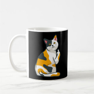 Cute Cat Animal som vänder dig från Mitten Finger Kaffemugg
