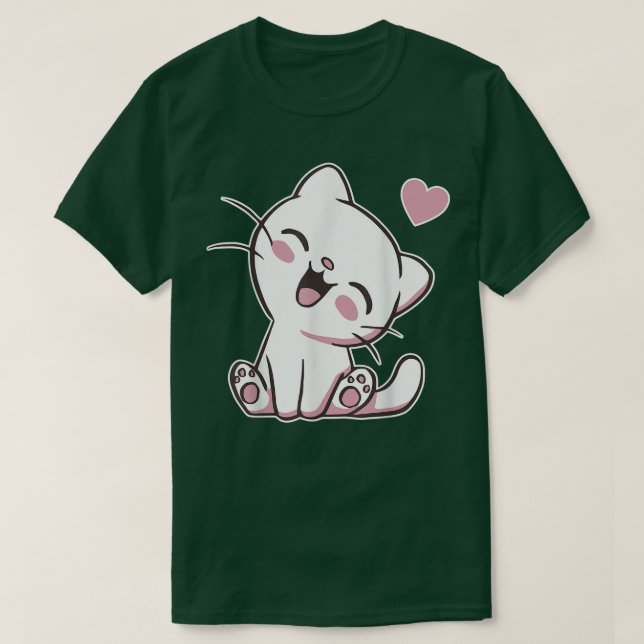 Cute Cat Anime Älskare Adsible Kawaii Kitten  T Shirt (Design framsida)