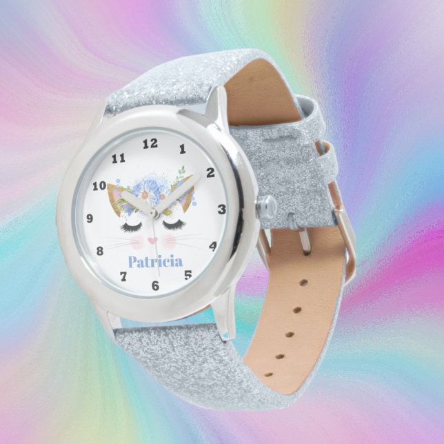 Cute cat ansikte add namn armbandsur (Skapare uppladdad)