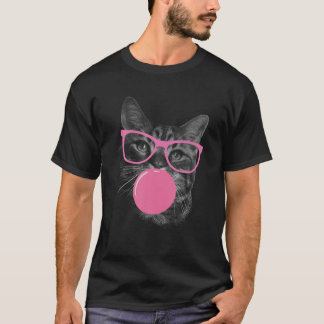 Cute Cat Ansikte äter och gör en bubbla lustig T Shirt