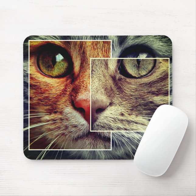 Cute Cat Ansikte Collage Mousepad Musmatta (Med mus)