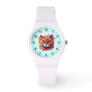 Cute Cat Ansikte Digital Art Design-87002 Armbandsur