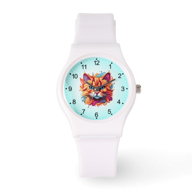 Cute Cat Ansikte Digital Art Design-87002 Armbandsur (Framsida)