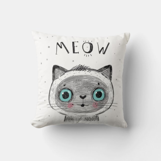 Cute Cat Ansikte - du är magisk MEOW Kudde (Framsida)