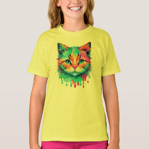 Cute Cat Ansikte, flerfärgad design-89059 T Shirt