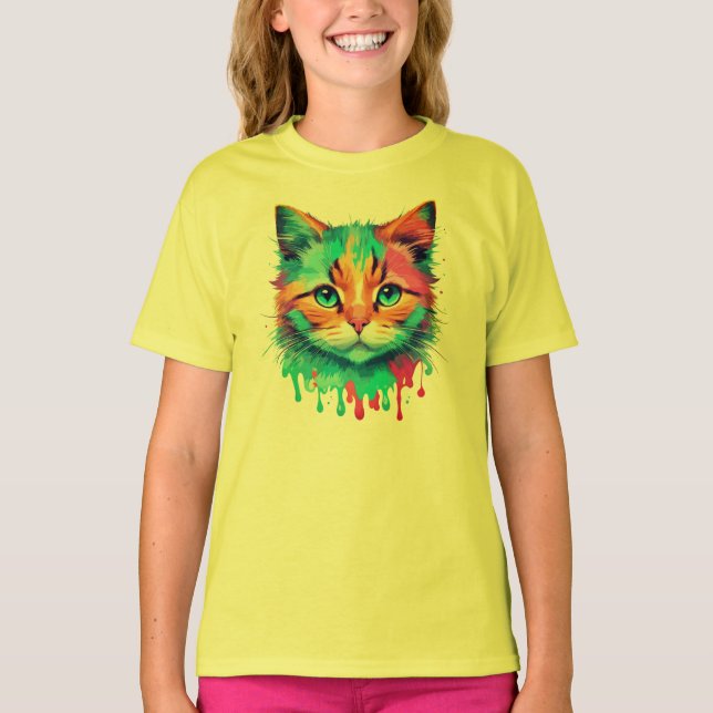 Cute Cat Ansikte, flerfärgad design-89059 T Shirt (Framsida)