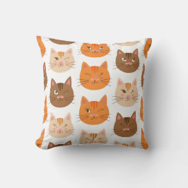 Cute Cat Ansikte Mönster Kudde